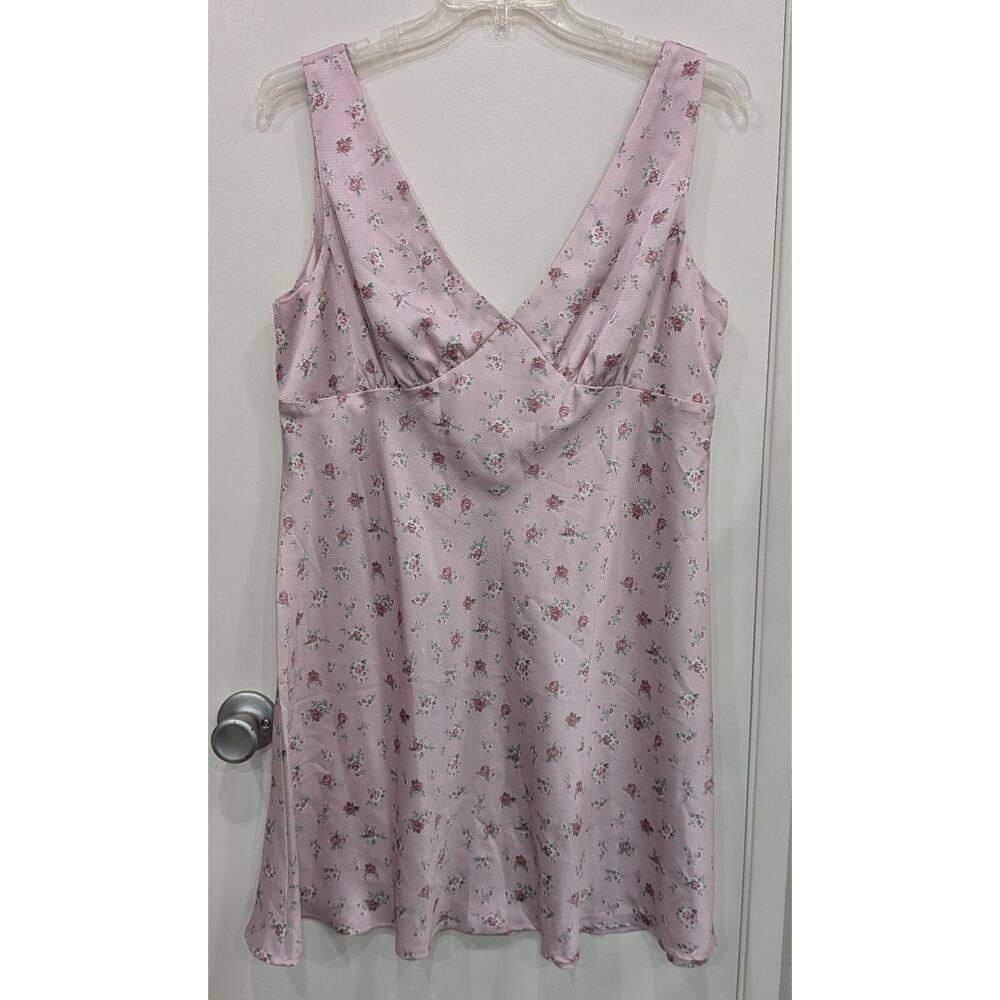 NEW NWT BP NORDSTROM Floral Sleeveless Satin Mini Dress Pink Y2K 90s JUNIORS XL